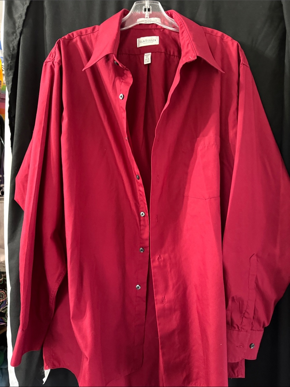 Van Heusen Men's Deep Red Long Sleeve Dress Shirt